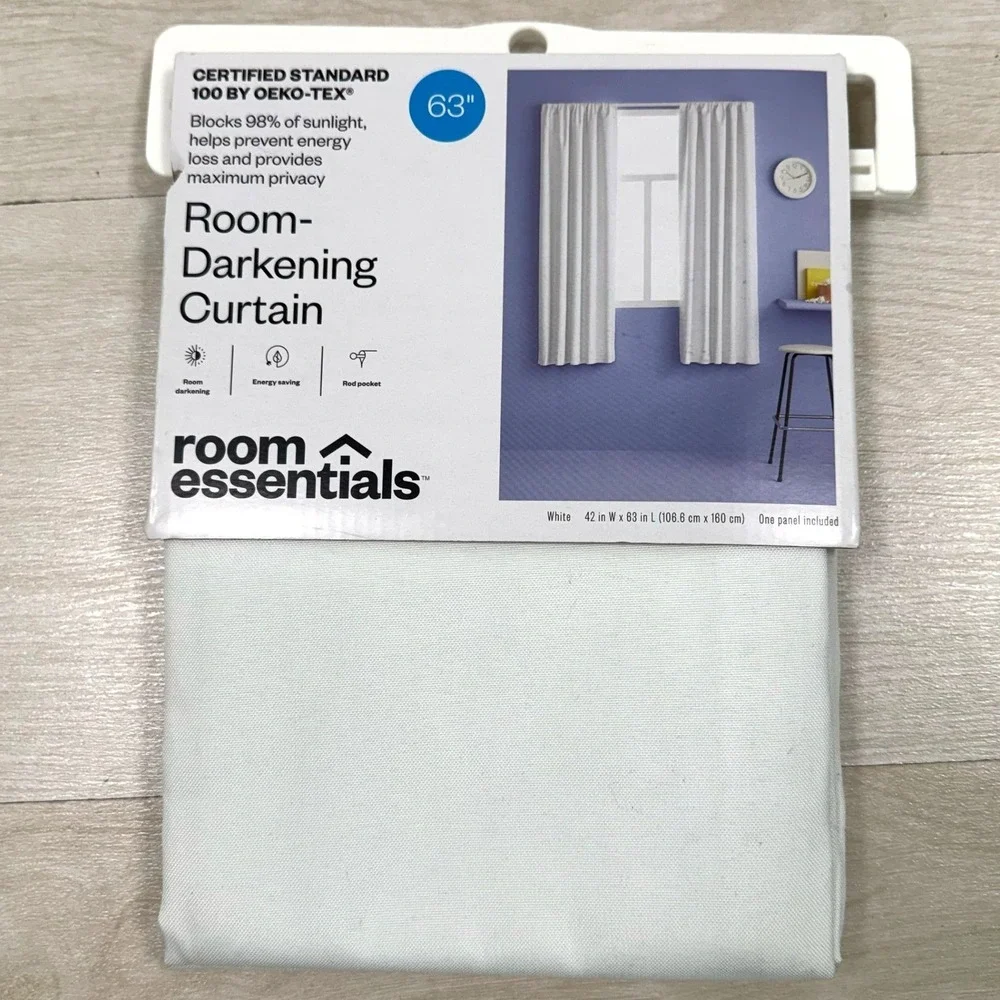 Room Essentials Room Darkening Curtain White 63 Inch Single Panel